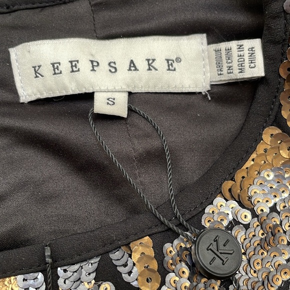 Keepsake The Label Wonderwall Sequined Peplum Top Sleeveless Black Gold Small S - Picture 10 of 11